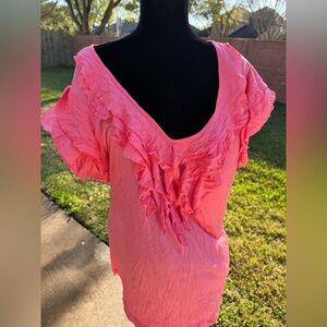 Dots Pink Ruffled Women's Top